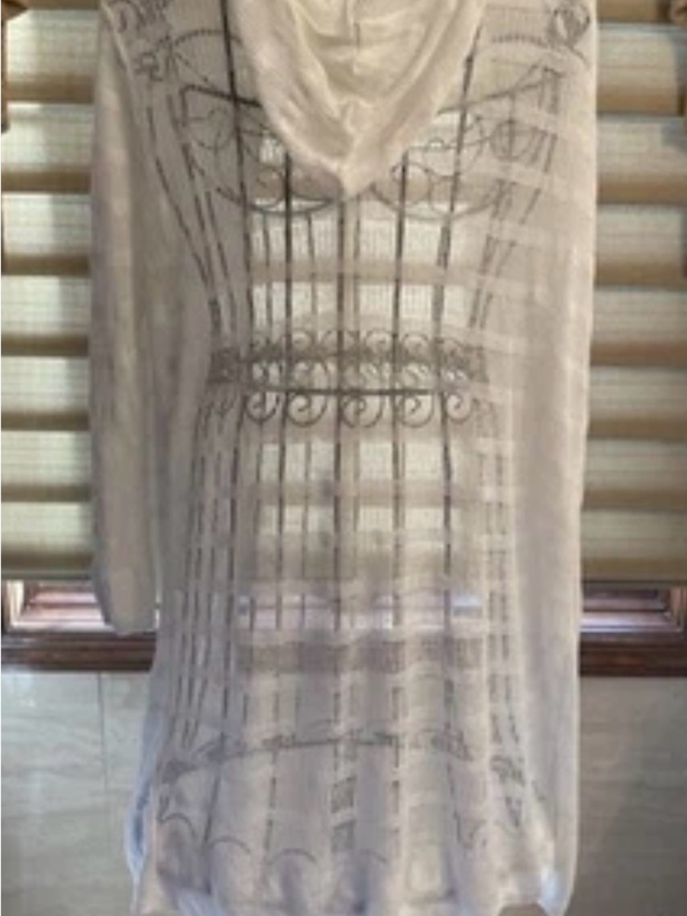 Max Studio Ivory Open Front Hooded Beach Coverup Size Large